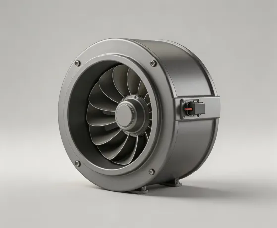 Panasonic industrial EC centrifugal fan with backward-curved impeller